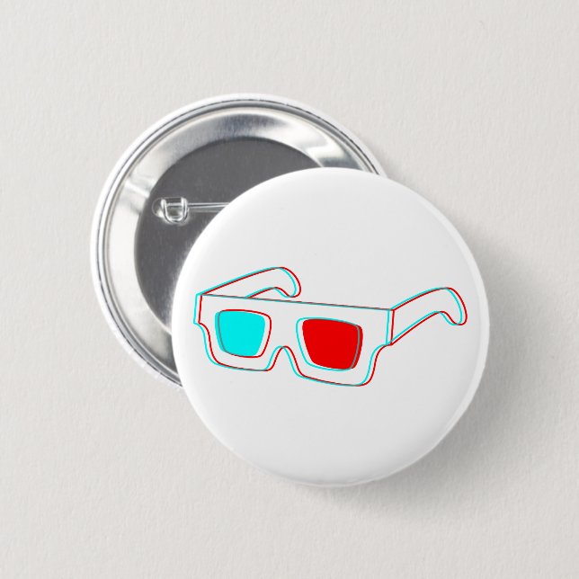 3D Glasses design 6 Cm Round Badge (Front & Back)