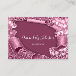 3D Glitter Makeup Event Hairdresser Rose Berry Business Card