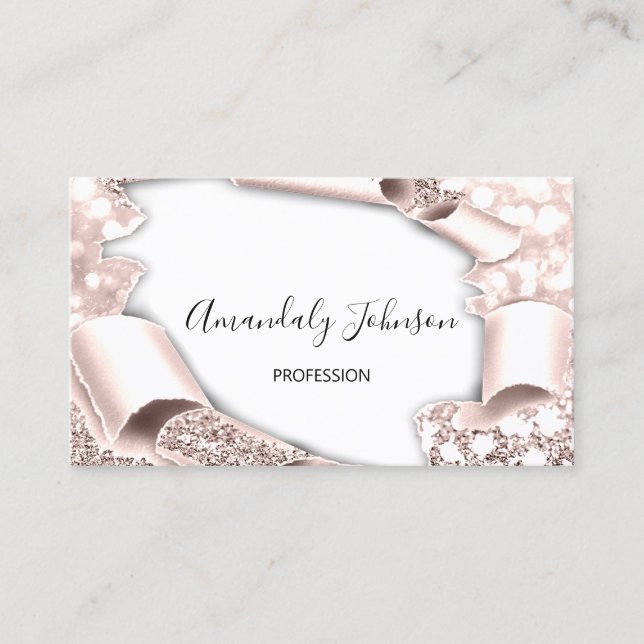 3D Glitter Makeup Event Planner Pink Rose Glam Business Card (Front)