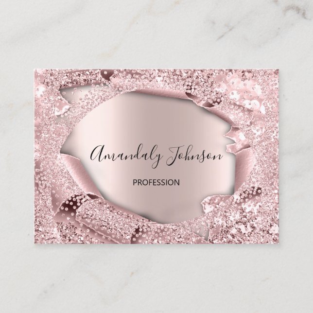 3D Glitter Makeup Event Planner ROSE  Glitter Business Card (Front)