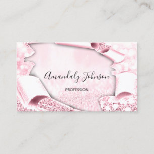 3D Glitter Makeup Event Planner Unique Pink Business Card