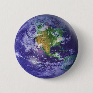 3D Globe Earth Day 6 Cm Round Badge