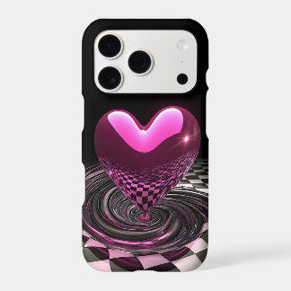 3D Glossy Heart Chequerboard iPhone Case | Y2K