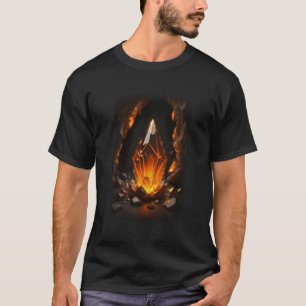 3d Glowing Crystal Orange Red T-Shirt