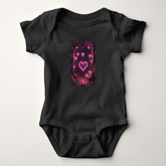 3d Glowing Heart Deep Inside Baby Bodysuit (Front)