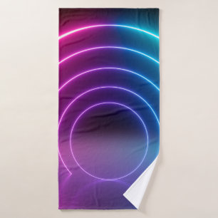 3d, glowing lines, tunnel, neon lights, virtual re bath towel