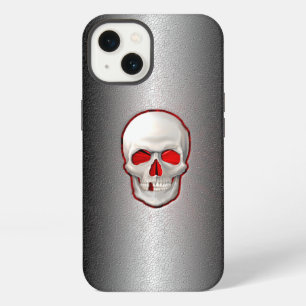 3D Glowing Skull Inlay on Cracked Metal iPhone 13 Case