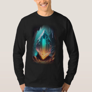3D Glowing Stone Orange Teal T-Shirt