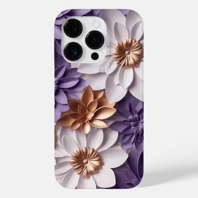3D Gold and Purple Floral Elegance Case-Mate iPhone Case (Back)