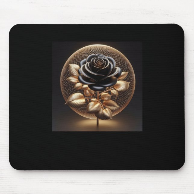 3d Gold Black Roses #16 Sticker  Mouse Mat (Front)