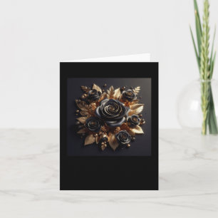 3d Gold Black Roses #4 Sticker Card