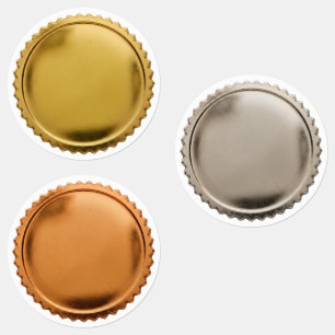 3D Gold Foil Seal Starburst Excellence Award Medal