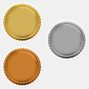 3D Gold Foil Seal Starburst Excellence Award Medal