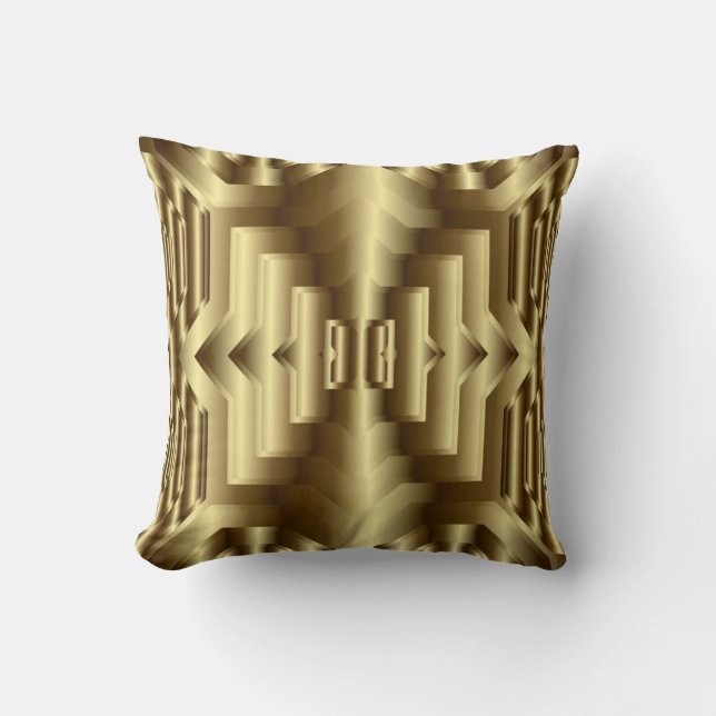 3D Gold Geometric Luxury Seamless Pattern Cushion (Front)