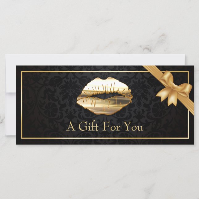 3D Gold Lips Makeup Artist Floral Gift Certificate (Front)