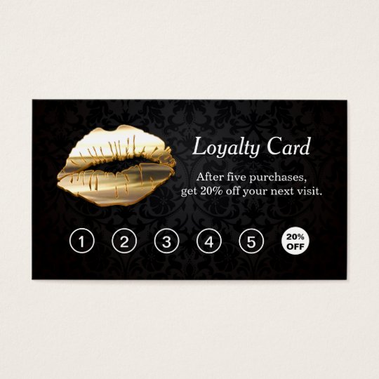 3D Gold Lips Makeup Salon Loyalty Punch Card