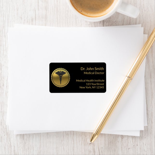3D Gold Medical Caduceus Emblem Professional Label (Insitu)