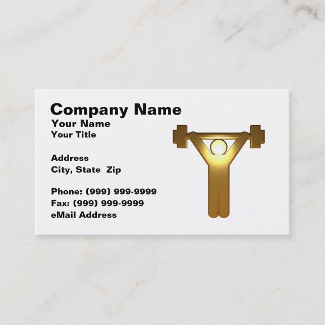 3D Gold Weightlifter Business Card (Front)