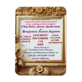 3D Golden Floral Botanical Frame Magnet