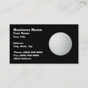 3D Golf Ball (on Black BG) Business Card