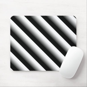 3D Gradient Black, Gray and White Stripe Mouse Mat