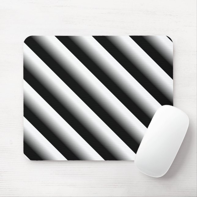 3D Gradient Black, Grey and White Stripe Mouse Mat (With Mouse)
