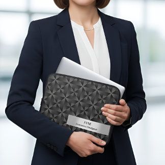 3D Gradient Urban Black Diamond Geometric Pattern Laptop Sleeve