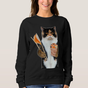 3d Graphic Calico Cat Eating Salmon Sushi Roll W C Sweatshirt