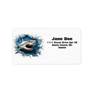 3D Great White Shark Return Adress Labels