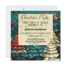 3d Green Christmas Tree| Golden Christmas Party