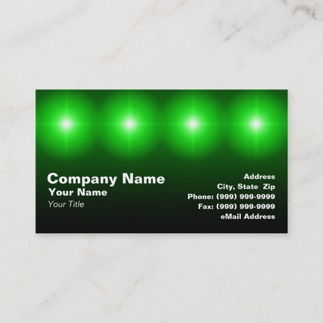 3D Green Lights Business Card (Front)