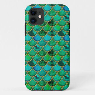 3d green scales with gold iPhone 11 case