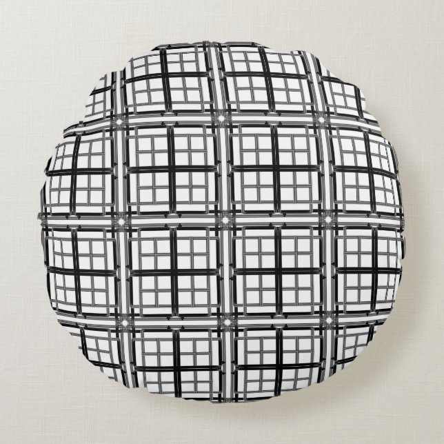 3D grey geometric abstract pattern background.3d b Round Cushion (Front)