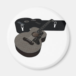 3D Halftone Acoustic Guitar & Case Magnet