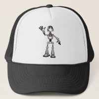 3D Halftone Sci-Fi Robot Guy Waving