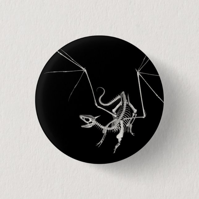 3D Halftone Skeleton Dragon 4 3 Cm Round Badge (Front)