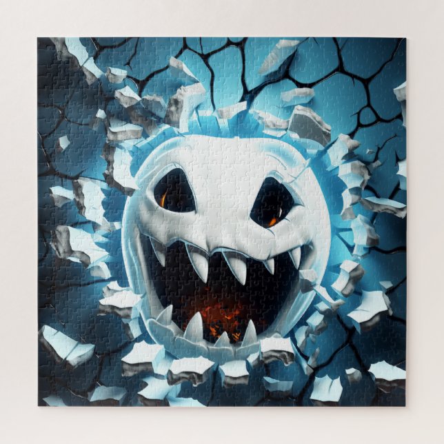 3D Halloween Ghost Cracked Hole Jigsaw Puzzle (Vertical)