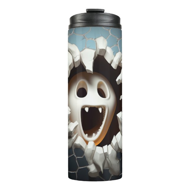 3D Halloween Ghost Cracked Hole Thermal Tumbler (Front)