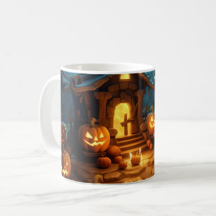 3d Halloween Pumpkin Haunted house Coffee Mug