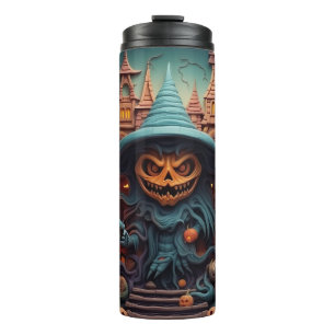 3d Halloween Pumpkin Scary Thermal Tumbler