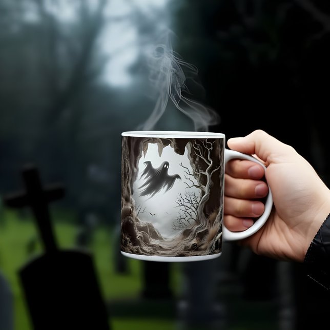 3d Halloween Spooky Ghost In A Cave design Coffee Mug (Creator Uploaded)