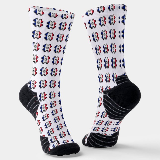 3D Hashtag French clothing idea Socks (Angled)