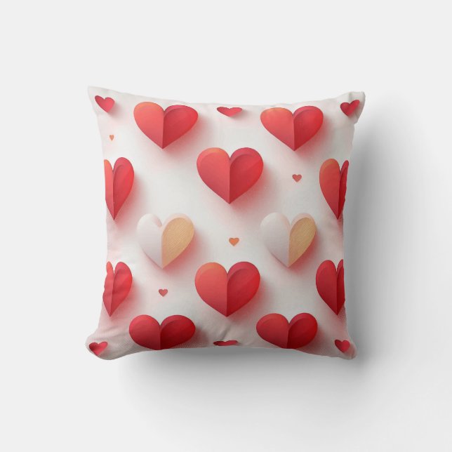 3D Hearts Print Cushion (Front)