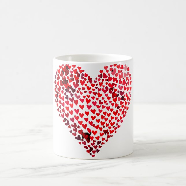 3D Hearts Valentines Day graphic Coffee Mug (Center)