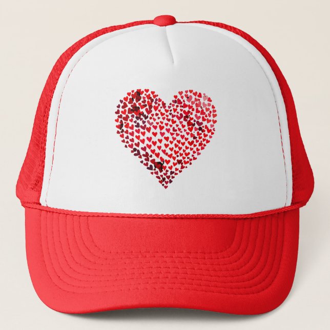 3D Hearts Valentines Day graphic Trucker Hat (Front)