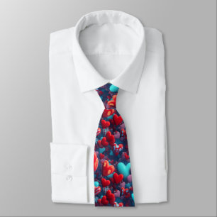 3D Hearts Valentine's Day Tie
