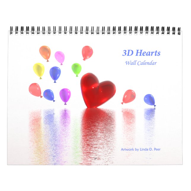 3D Hearts Wall Calendar (Cover)