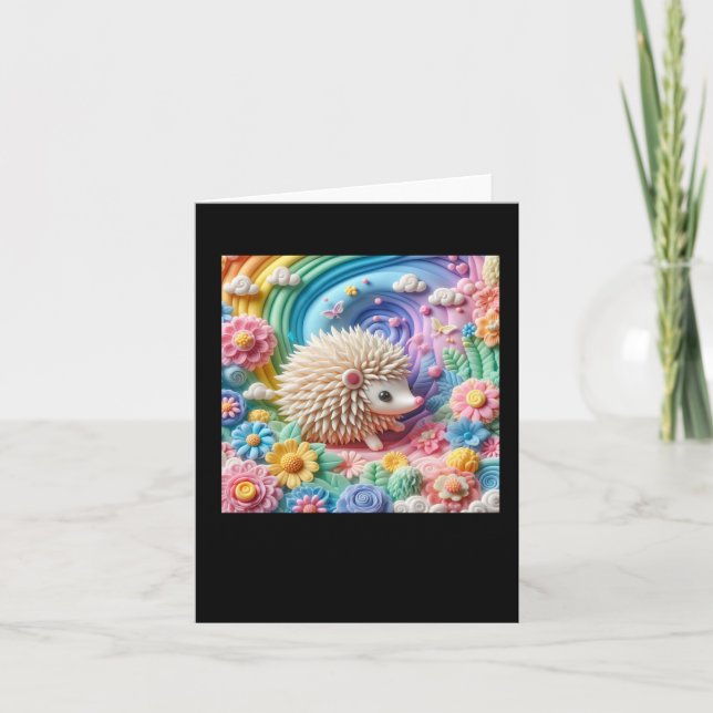 3d Hedgehog Sticker  Card (Front)