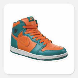 3D High-Top Sneaker Sticker Teal and Orange Street