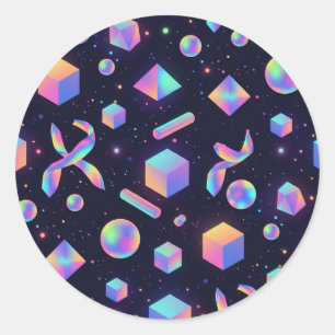 3D Holographic Iridescent Geometric Sticker